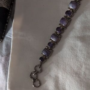 Sterling silver amethyst and stone bracelet